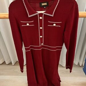 Alexia Admor Burgundy Long Sleeve Knit Dress with Button Accents